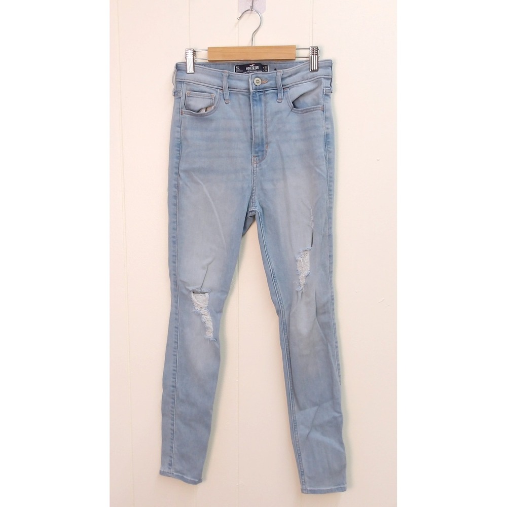 Hollister Light Wash Distressed High-Rise Skinny Jeans Denim 27"x27"/#9062